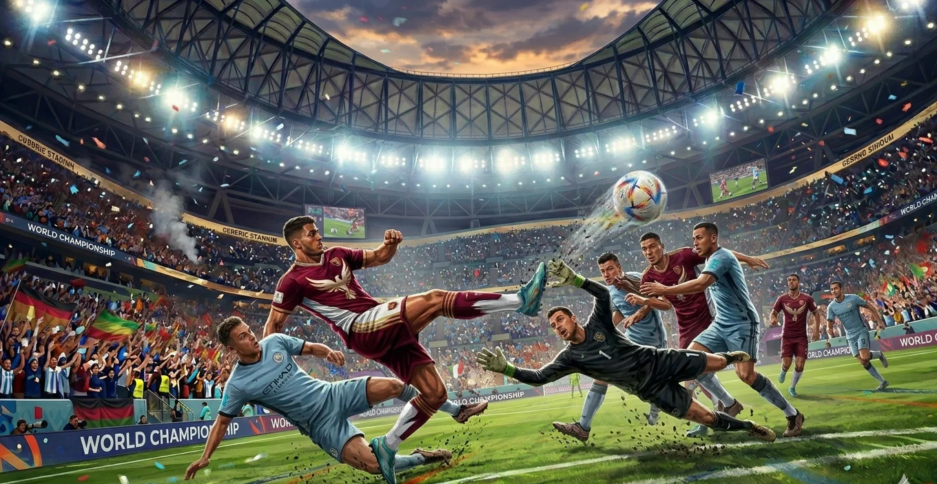 Bicycle kick attempt on goal during FIFA World Cup qualifiers